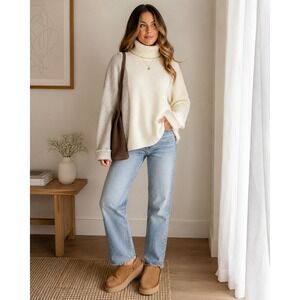 French Connection Color-Block Ribbed Turtleneck Sweater